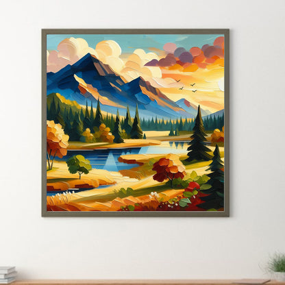 Mountains, Rivers And Forests - Full Round Drill Diamond Painting 40*40CM