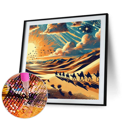 Desert Camel Caravan - Full Round Drill Diamond Painting 40*40CM