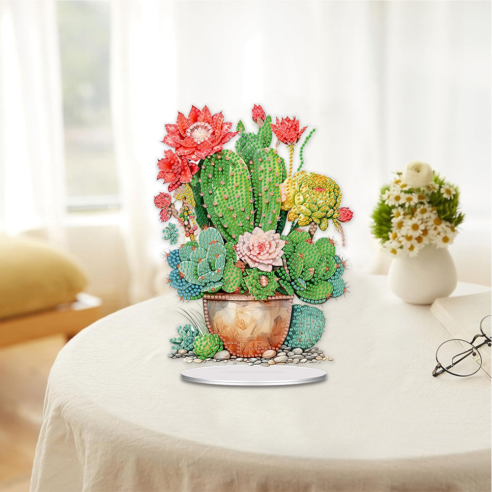 Acrylic Cactus Pot Diamond Painting Desktop Ornaments for Home Office Decor