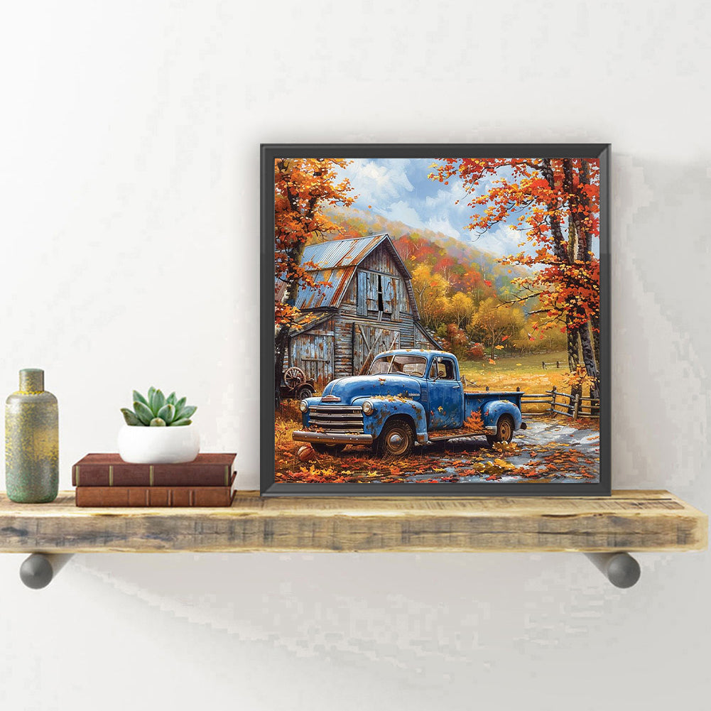 Country Blue Classic Car - Full Round Drill Diamond Painting 30*30CM