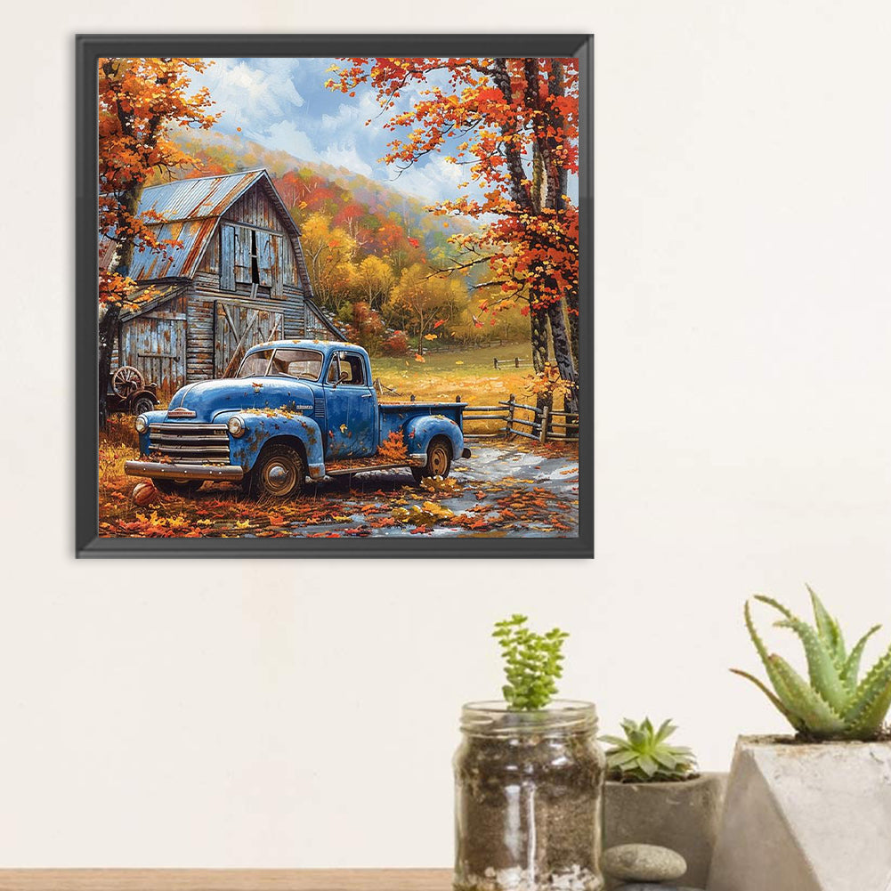 Country Blue Classic Car - Full Round Drill Diamond Painting 30*30CM