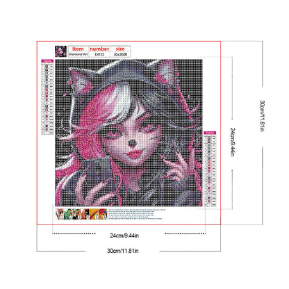 Cool Cartoon Girl - Full Round Drill Diamond Painting 30*30CM