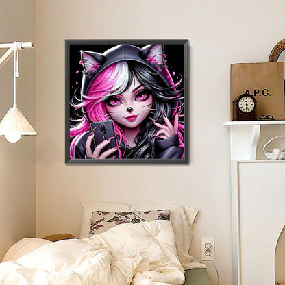 Cool Cartoon Girl - Full Round Drill Diamond Painting 30*30CM