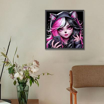 Cool Cartoon Girl - Full Round Drill Diamond Painting 30*30CM