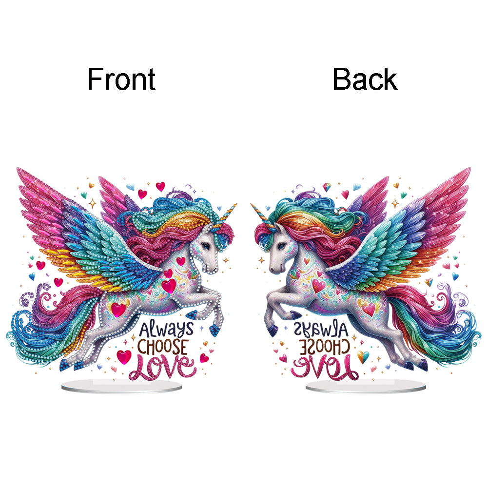 Acrylic Special Shape Rainbow Horse Rhinestones Desktop Ornaments (KJ0308)