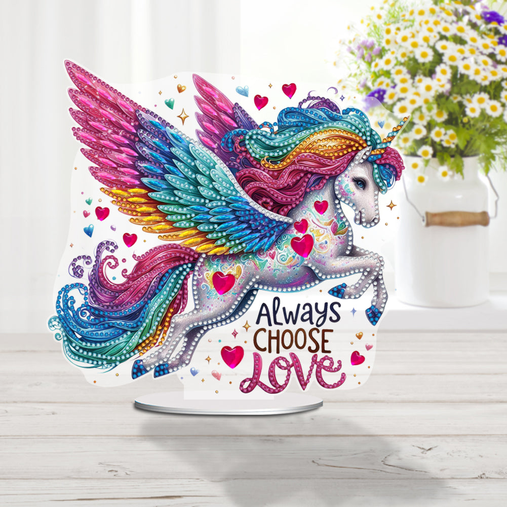 Acrylic Special Shape Rainbow Horse Rhinestones Desktop Ornaments (KJ0308)