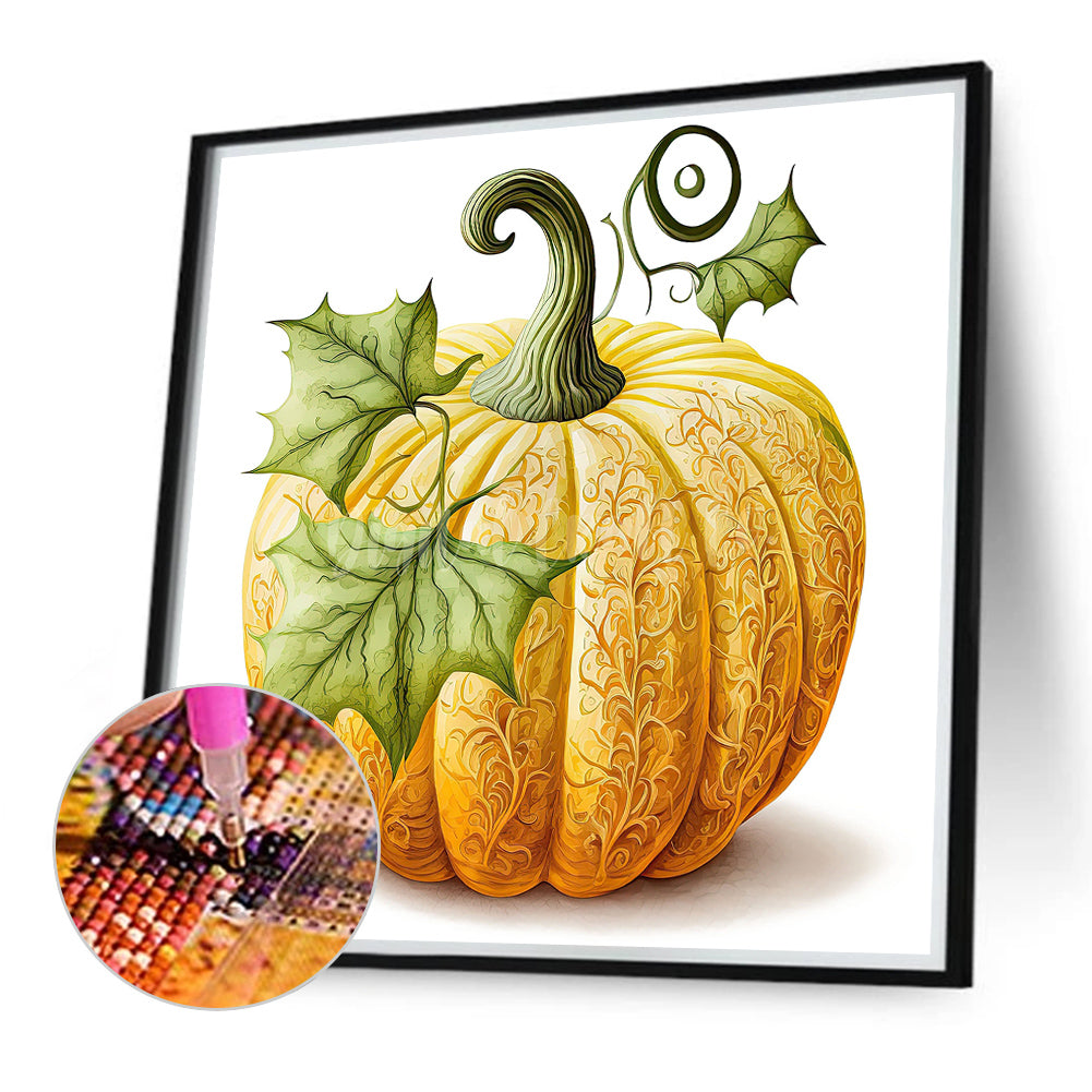 Green Leaf Pumpkin - Full Round Drill Diamond Painting 40*40CM
