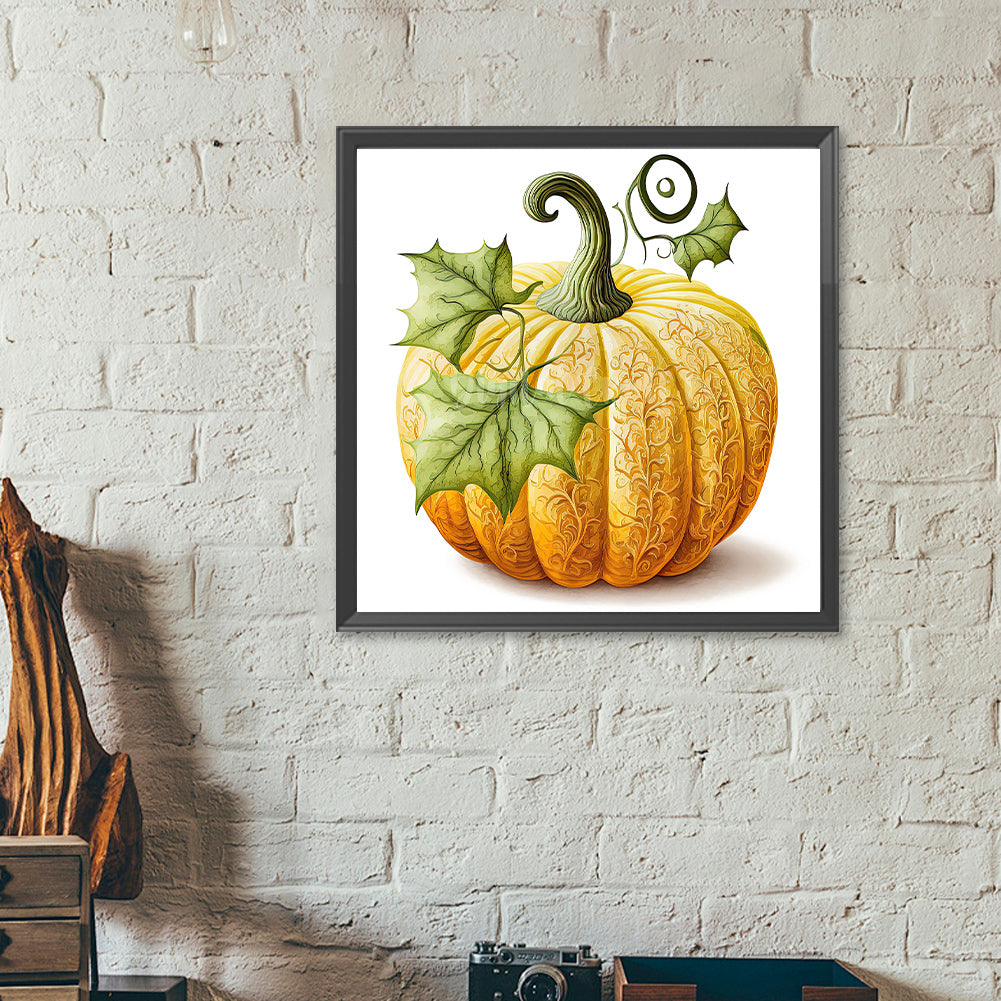 Green Leaf Pumpkin - Full Round Drill Diamond Painting 40*40CM