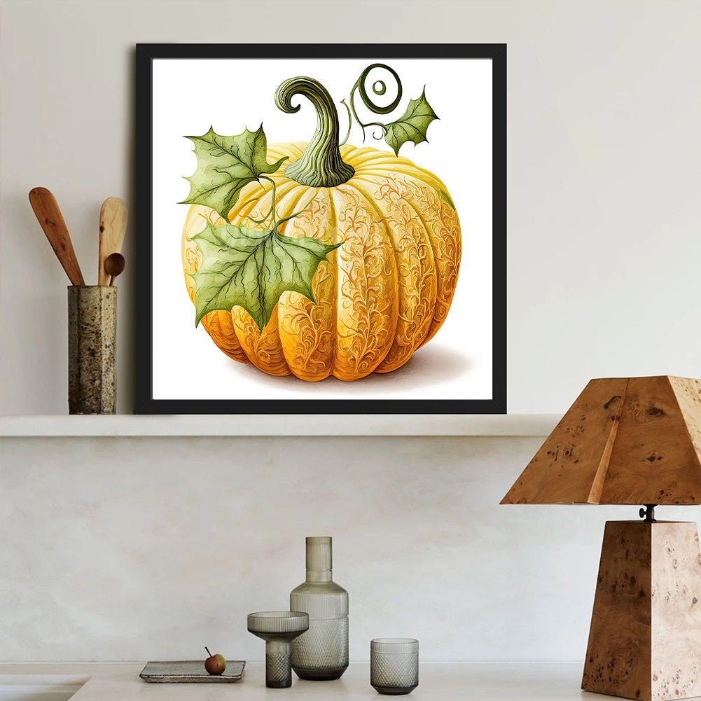 Green Leaf Pumpkin - Full Round Drill Diamond Painting 40*40CM