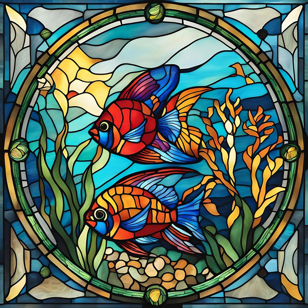 Glass Painting Pisces - Full Round Drill Diamond Painting 30*30CM