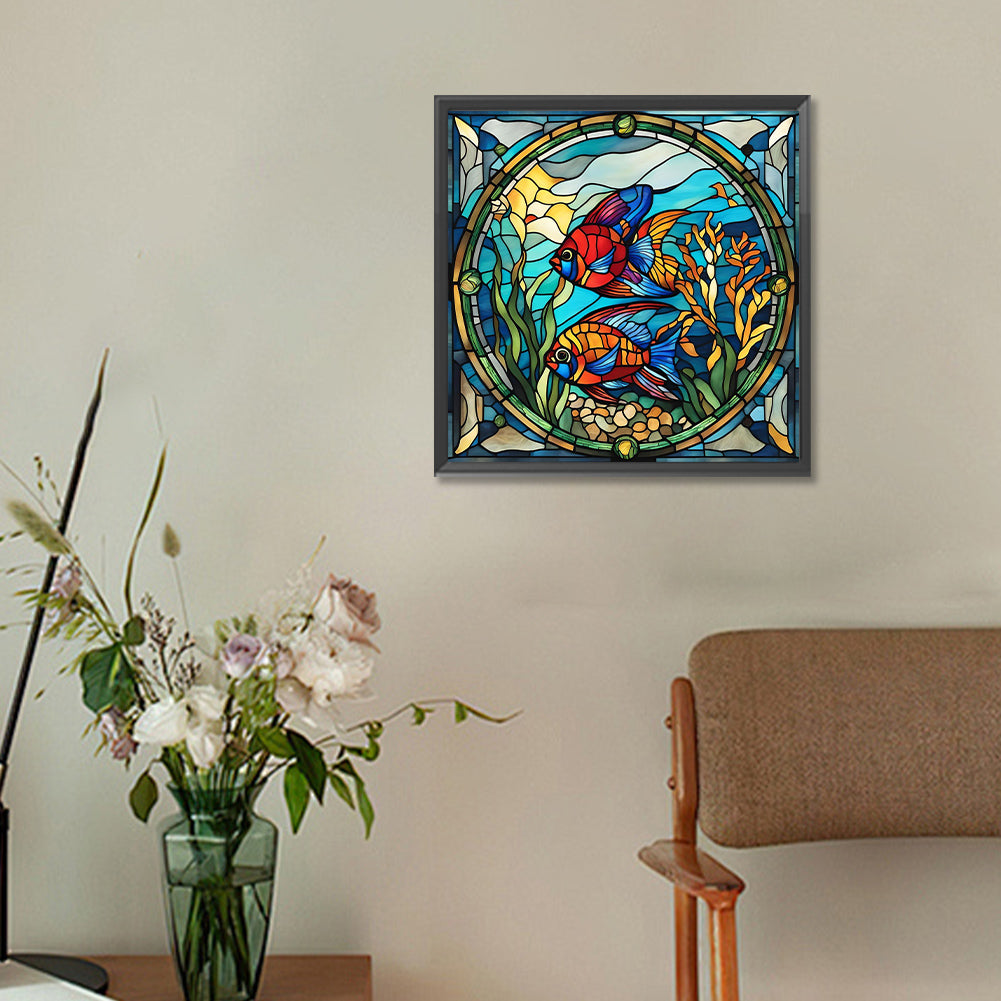 Glass Painting Pisces - Full Round Drill Diamond Painting 30*30CM