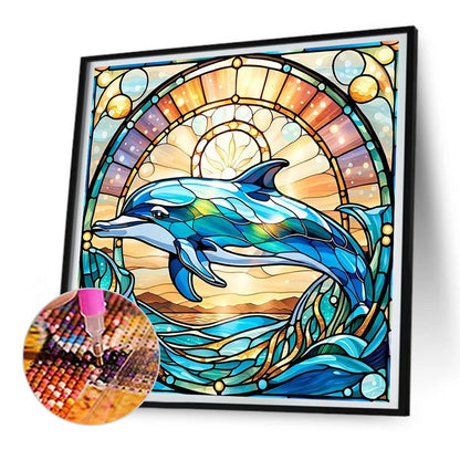 Glass Painting Dolphin - Full Round Drill Diamond Painting 30*30CM