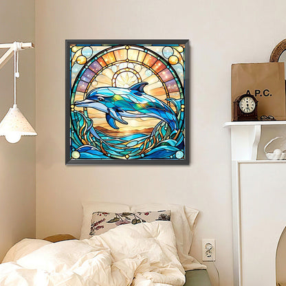 Glass Painting Dolphin - Full Round Drill Diamond Painting 30*30CM