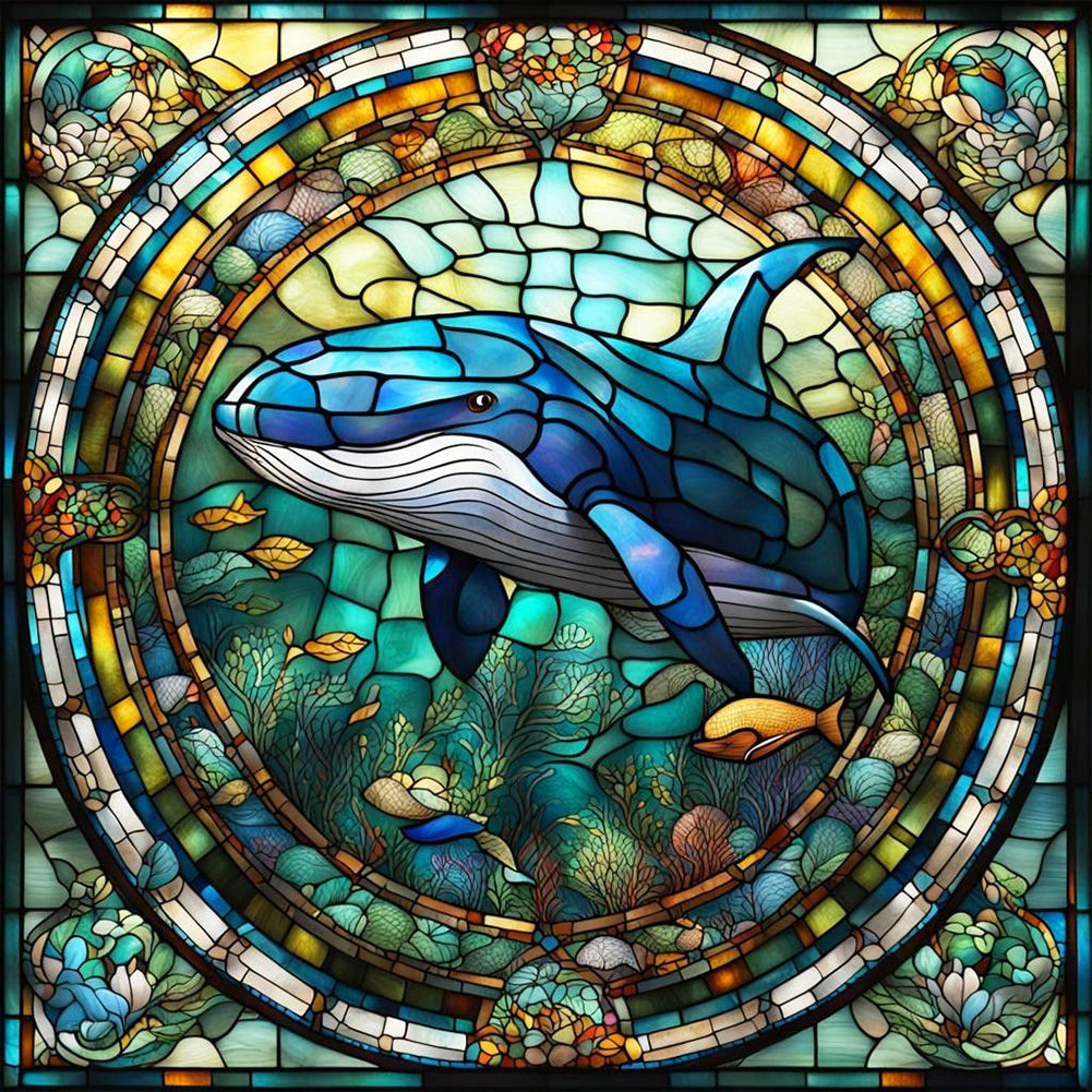 Glass Painting Whale - Full Round Drill Diamond Painting 30*30CM