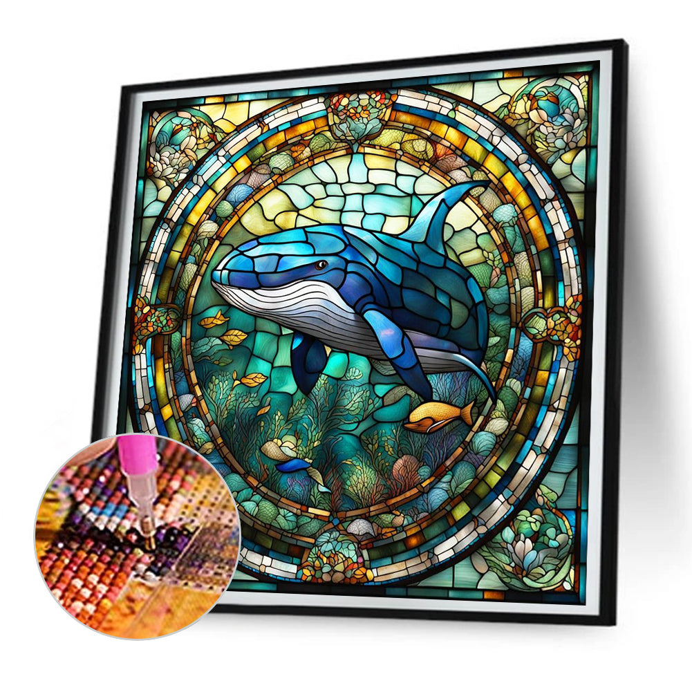 Glass Painting Whale - Full Round Drill Diamond Painting 30*30CM