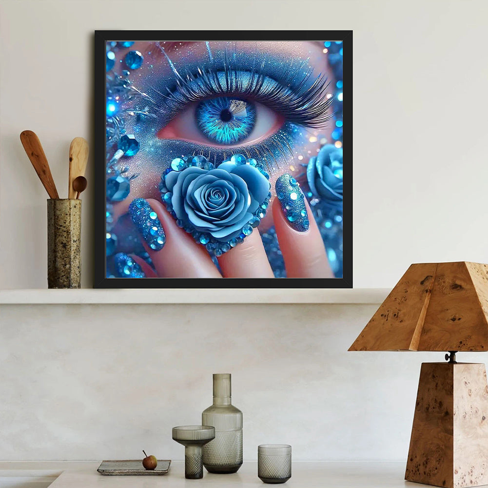 Blue Rose Eyes - Full Round Drill Diamond Painting 40*40CM