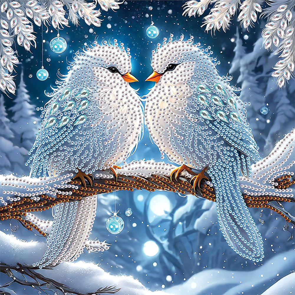 Winter Snow Scene Bird - Partial Special-Shaped Drill Diamond Painting 30*30CM