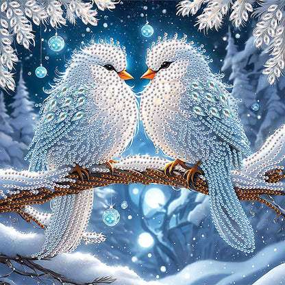 Winter Snow Scene Bird - Partial Special-Shaped Drill Diamond Painting 30*30CM