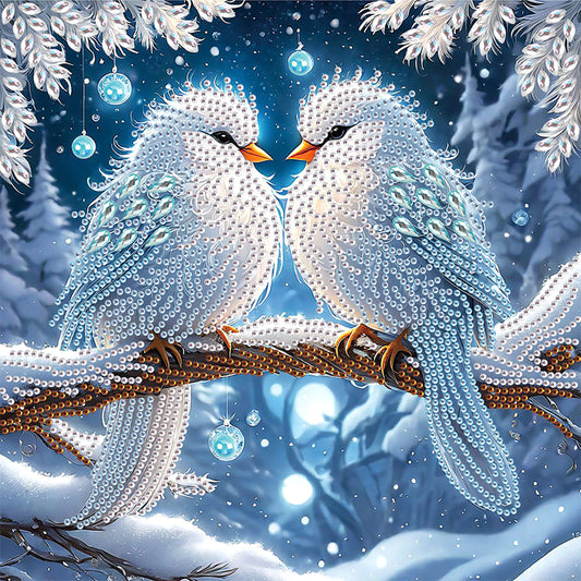 Winter Snow Scene Bird - Partial Special-Shaped Drill Diamond Painting 30*30CM