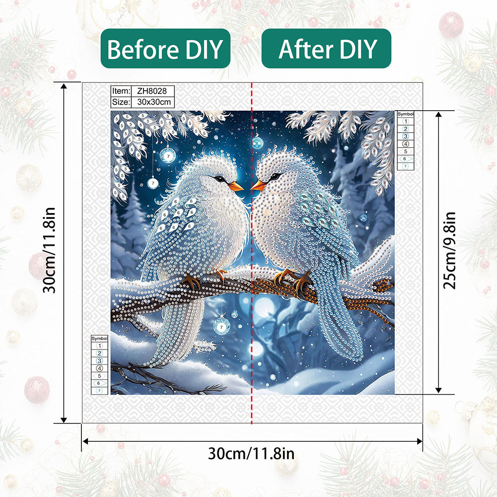 Winter Snow Scene Bird - Partial Special-Shaped Drill Diamond Painting 30*30CM