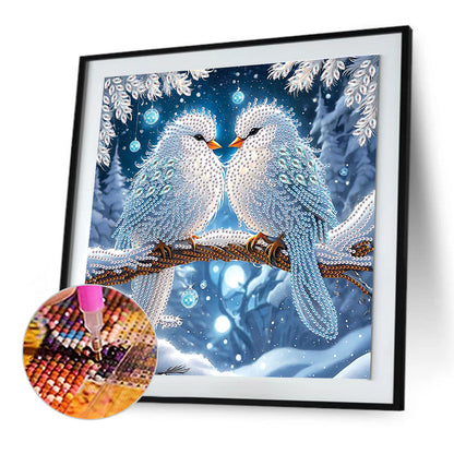 Winter Snow Scene Bird - Partial Special-Shaped Drill Diamond Painting 30*30CM