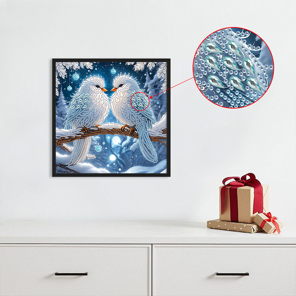 Winter Snow Scene Bird - Partial Special-Shaped Drill Diamond Painting 30*30CM