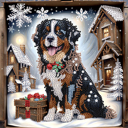 Winter Snow Scene Puppy - Partial Special-Shaped Drill Diamond Painting 30*30CM