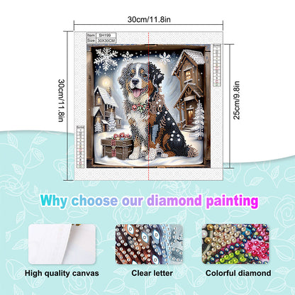 Winter Snow Scene Puppy - Partial Special-Shaped Drill Diamond Painting 30*30CM