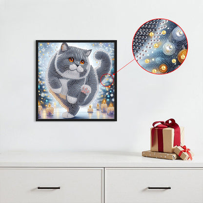 Winter Snow Scene Cat - Partial Special-Shaped Drill Diamond Painting 30*30CM