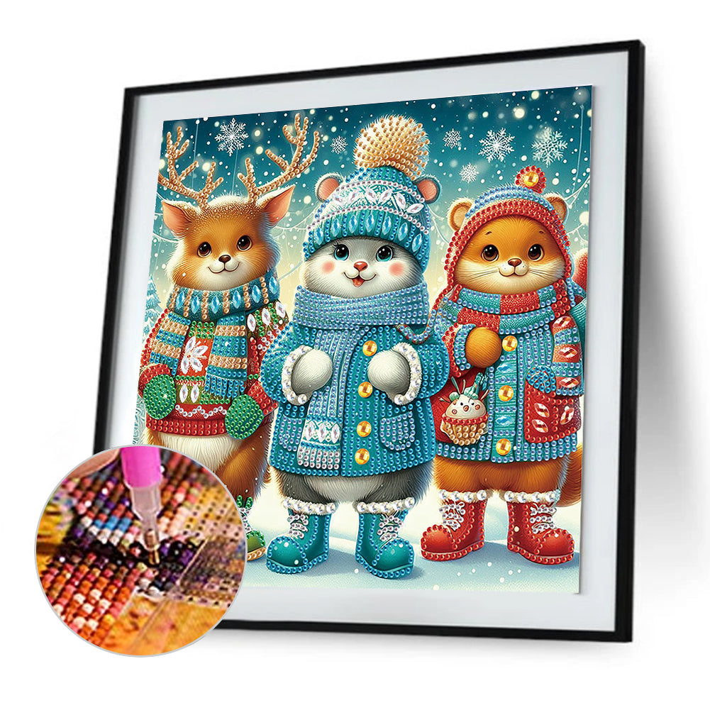 Winter Snow Scene Deer - Partial Special-Shaped Drill Diamond Painting 30*30CM