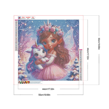 Butterfly Girl And Unicorn - Full Round Drill Diamond Painting 50*50CM