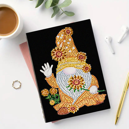 Special Shaped Sunflower Gnome Diamond Painting Journal Notebook for Adults