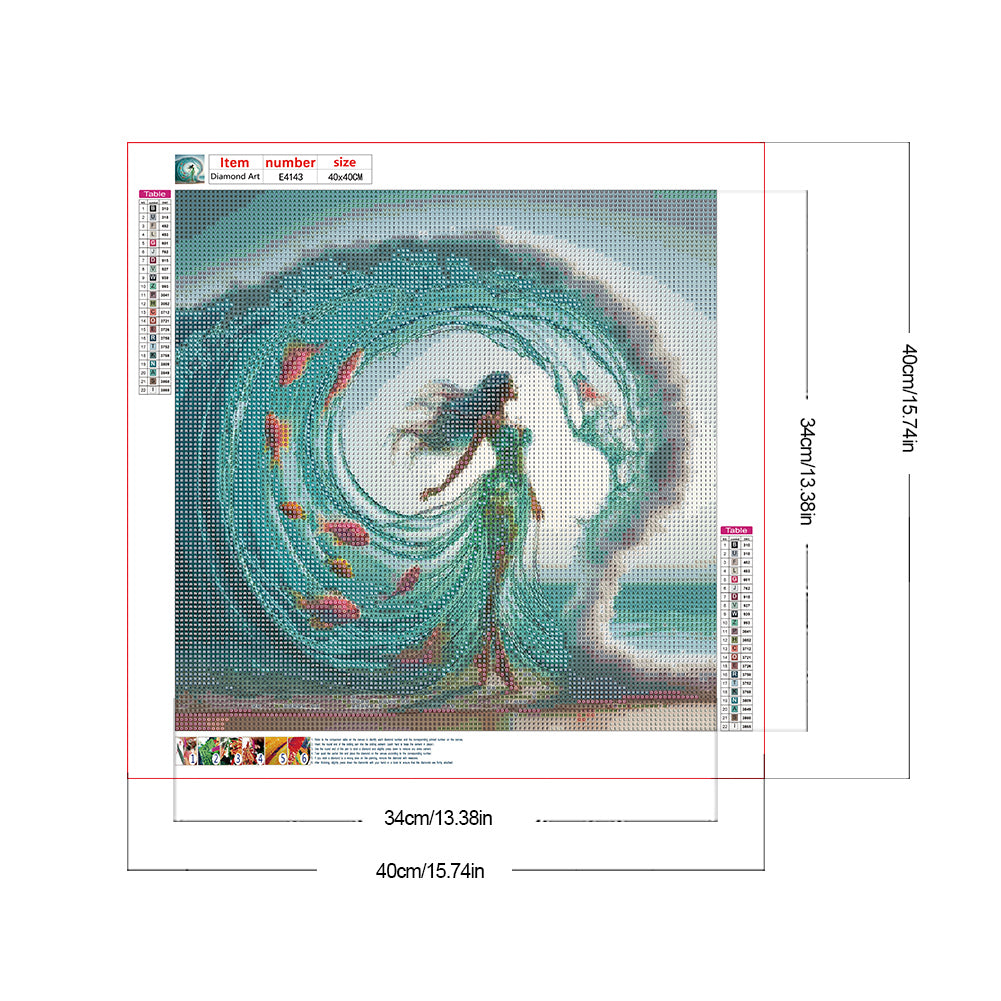 Fish Water Skirt - Full Round Drill Diamond Painting 40*40CM