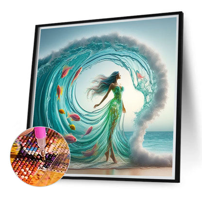 Fish Water Skirt - Full Round Drill Diamond Painting 40*40CM