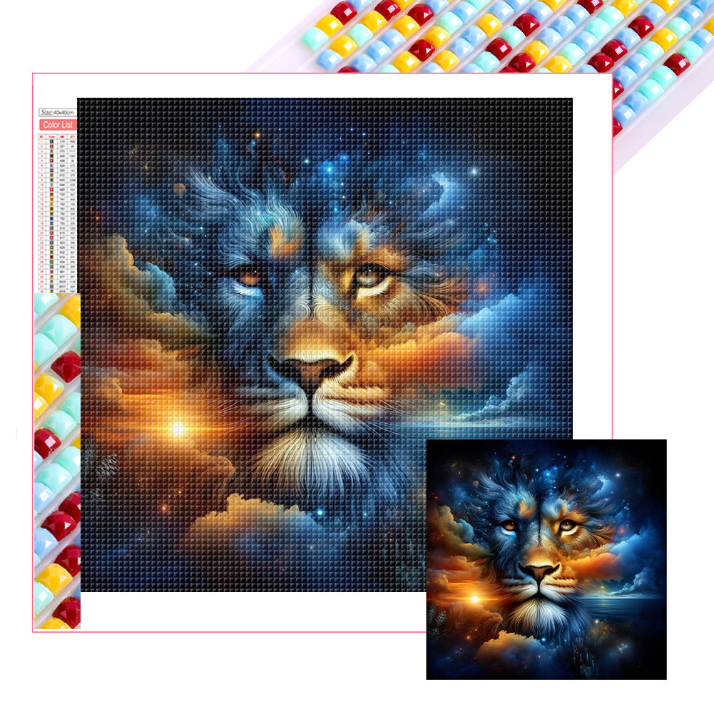 Starry Sky Lion Head - Full Square Drill Diamond Painting 40*40CM