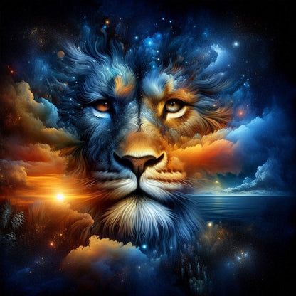 Starry Sky Lion Head - Full Square Drill Diamond Painting 40*40CM