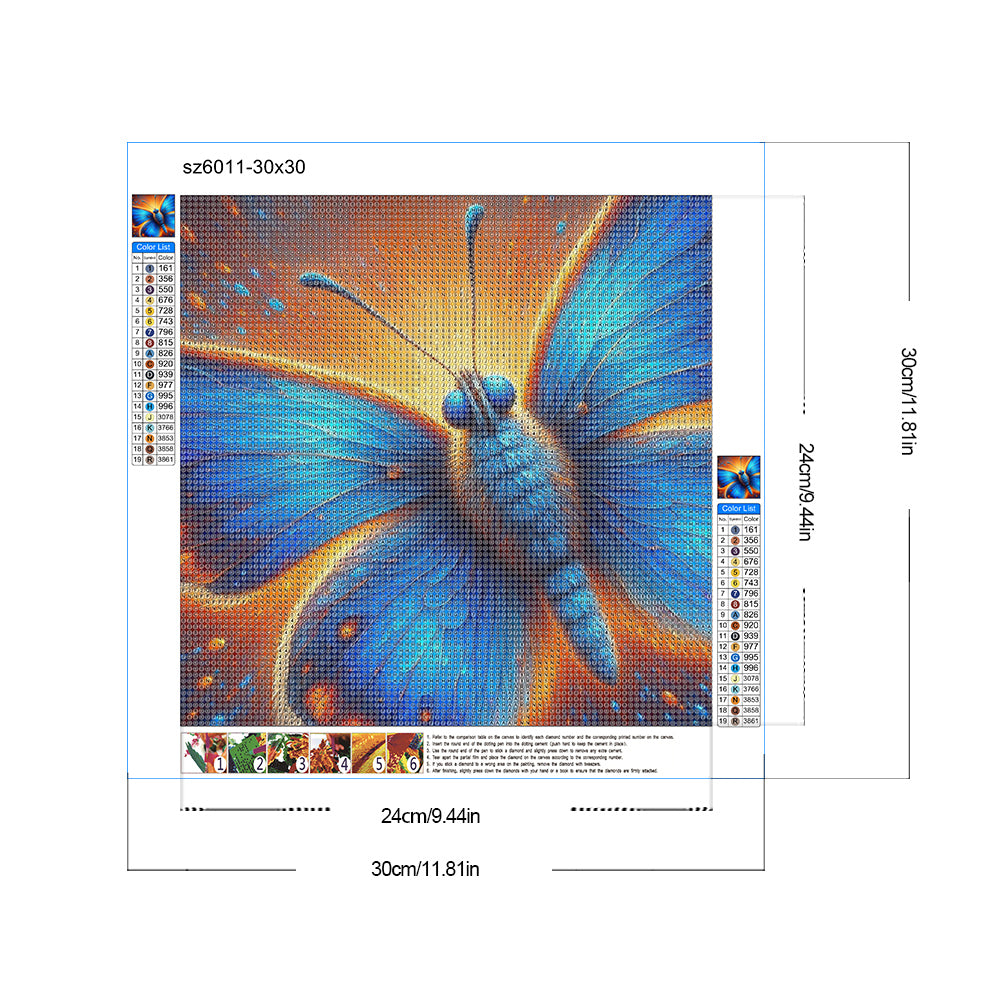 Butterfly - Full Round Drill Diamond Painting 30*30CM