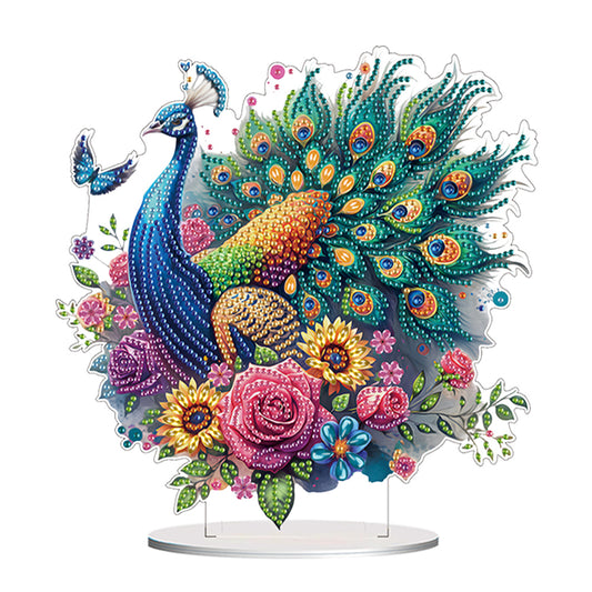 Acrylic Special Shape Peacock Diamond Painting Tabletop Ornaments for Beginners