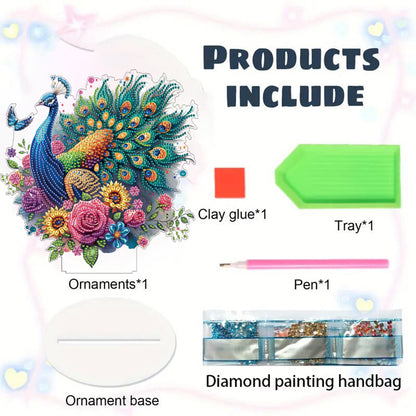 Acrylic Special Shape Peacock Diamond Painting Tabletop Ornaments for Beginners