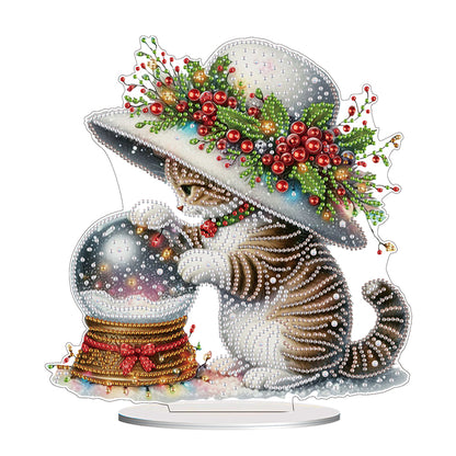 Acrylic Special Shape Cat And Crystal Ball Diamond Painting Desktop Ornaments