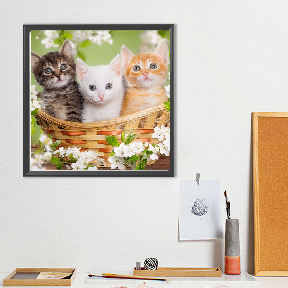 Three Cats - Full Round Drill Diamond Painting 40*40CM