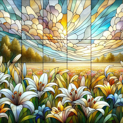 Glass Painting Lily Field - Full Round Drill Diamond Painting 30*30CM