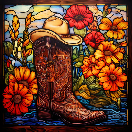 Glass Painted Boots - Full Round Drill Diamond Painting 30*30CM