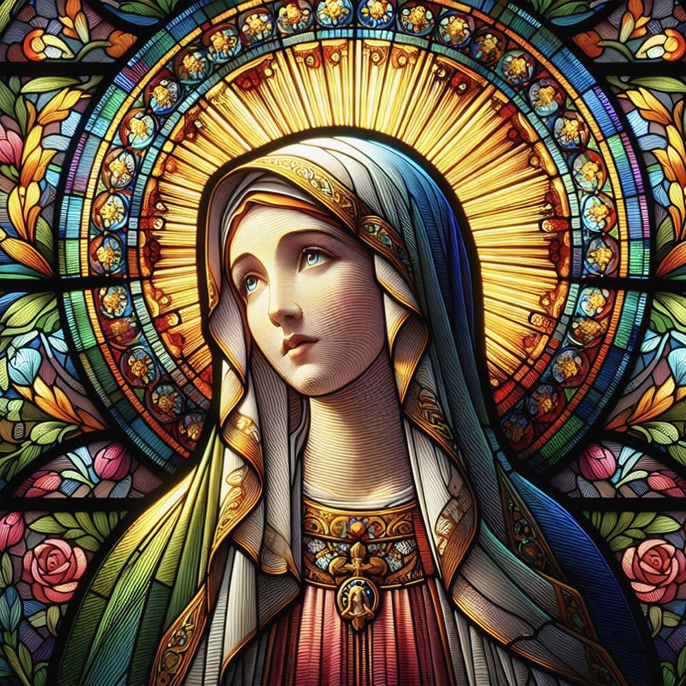 Glass Painting Of The Virgin Mary - Full Round Drill Diamond Painting 30*30CM