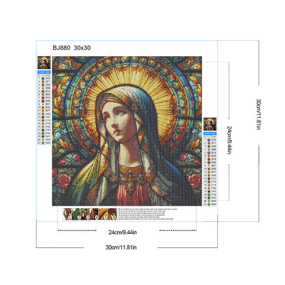 Glass Painting Of The Virgin Mary - Full Round Drill Diamond Painting 30*30CM