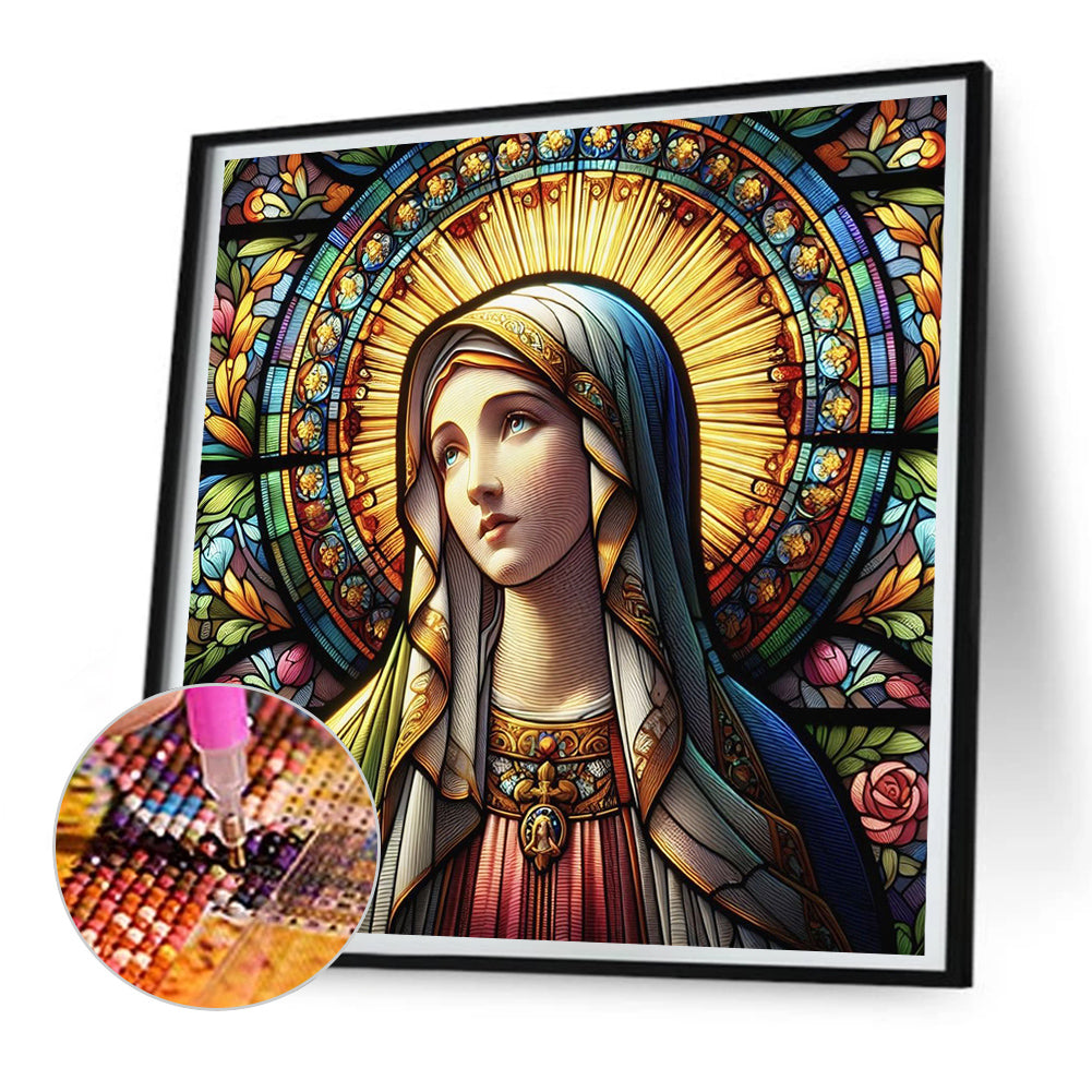 Glass Painting Of The Virgin Mary - Full Round Drill Diamond Painting 30*30CM