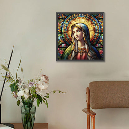 Glass Painting Of The Virgin Mary - Full Round Drill Diamond Painting 30*30CM