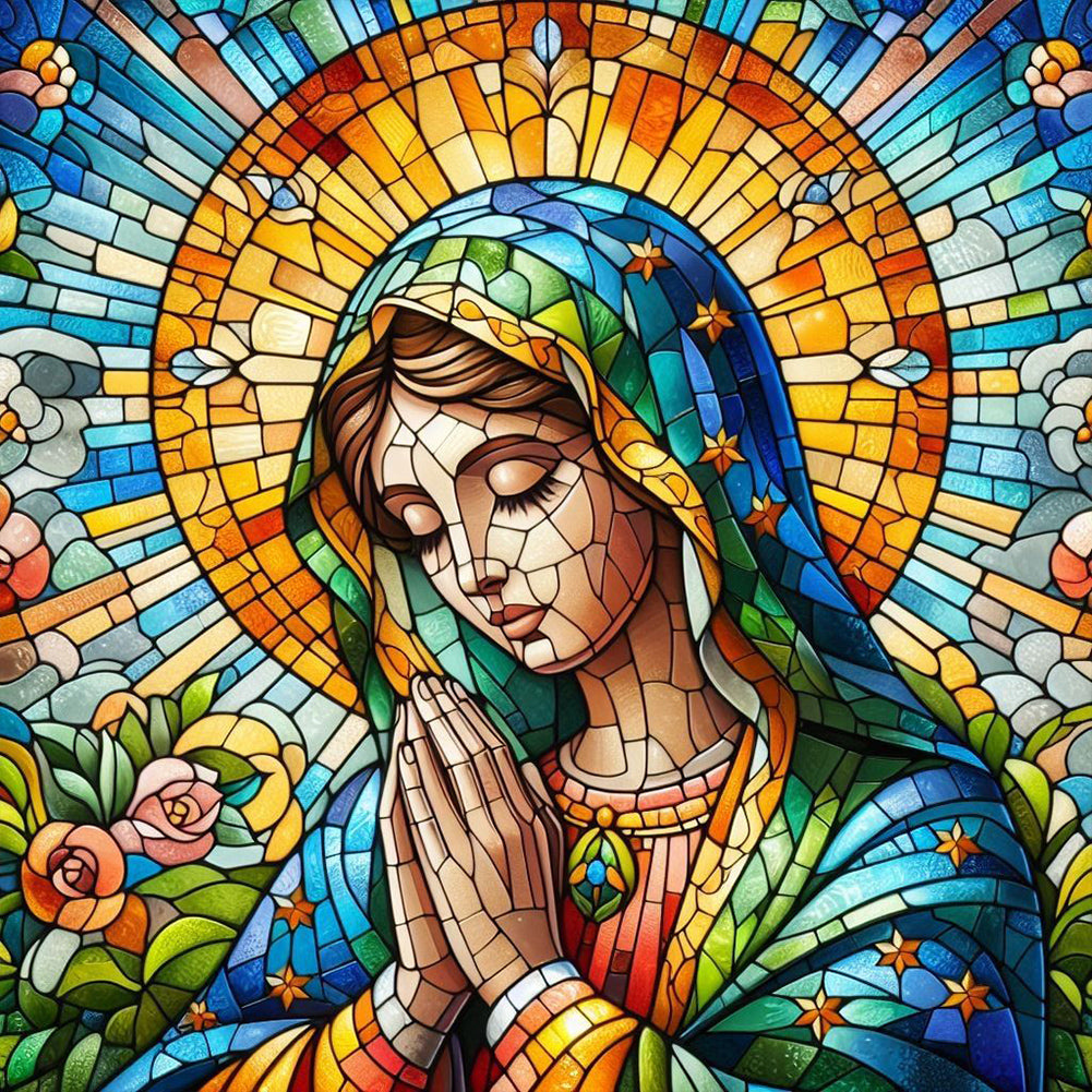 Glass Painting: Madonna In Prayer - Full Round Drill Diamond Painting 30*30CM