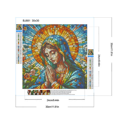 Glass Painting: Madonna In Prayer - Full Round Drill Diamond Painting 30*30CM