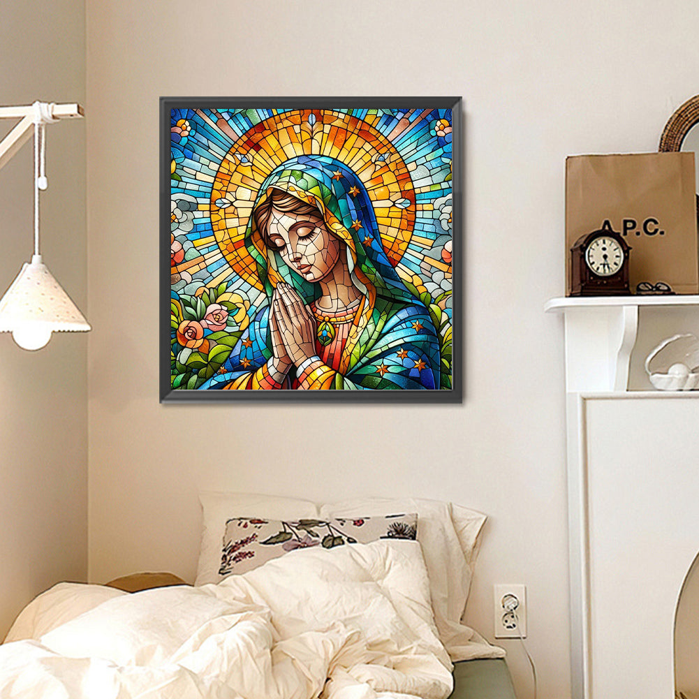 Glass Painting: Madonna In Prayer - Full Round Drill Diamond Painting 30*30CM